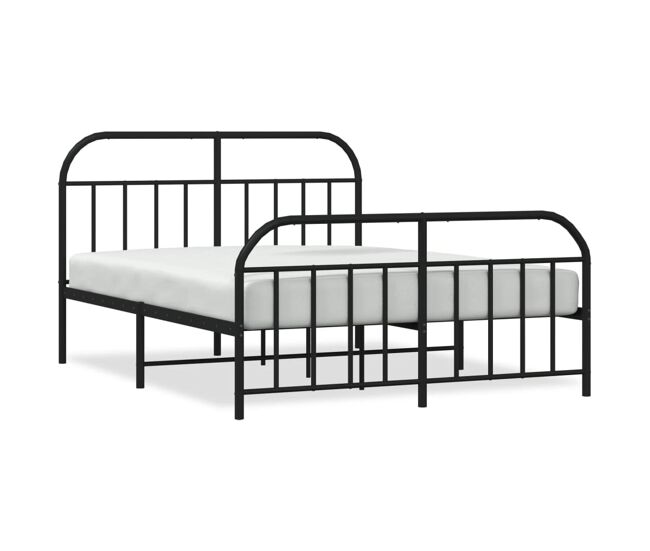 Estructura de cama cabecero y pie de cama metal negro 180x200cm con cabecero y pie de cama