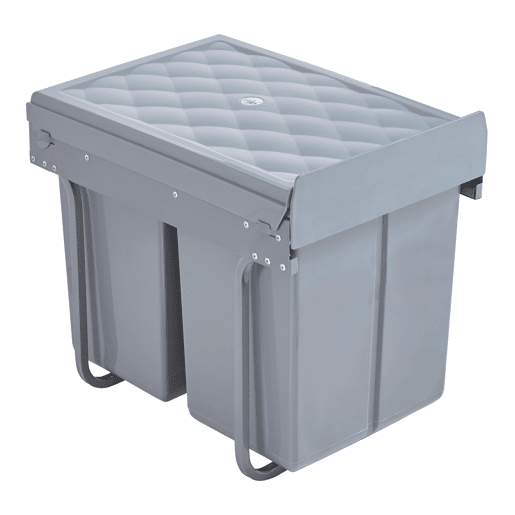 Caixote do lixo extraível Froland capacidade 2 x 20 L plásticoaço 48 x 34 x 42 cm - Cinzento en.casa