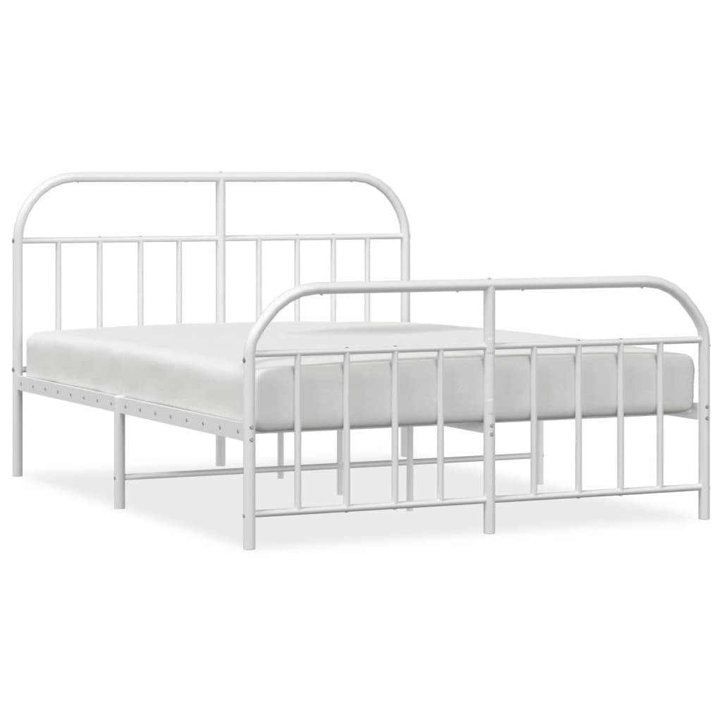 Estructura cama metal con cabecero y estribo blanco 135x190 cm con cabecero y pie de cama