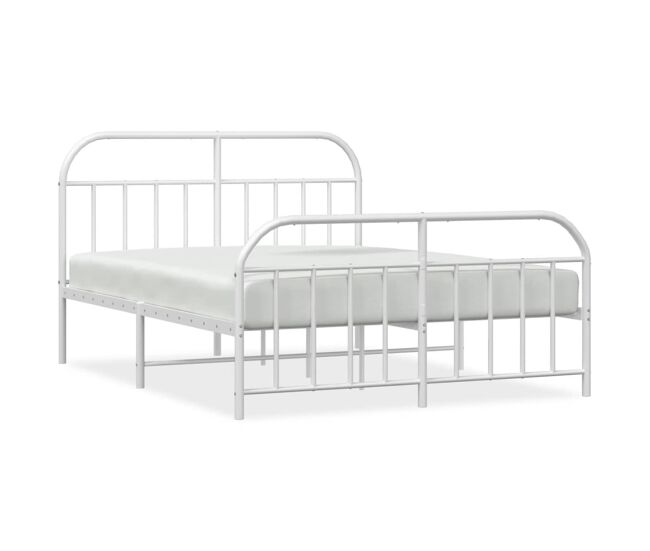 Estructura cama metal con cabecero y estribo blanco 135x190 cm con cabecero y pie de cama