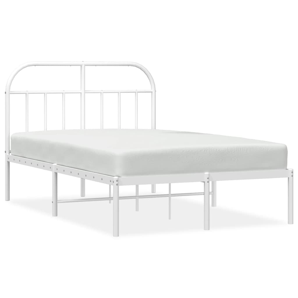 Estructura de cama de metal con cabecero blanca 120x190 cm con cabecero