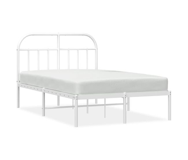 Estructura de cama de metal con cabecero blanca 120x190 cm con cabecero