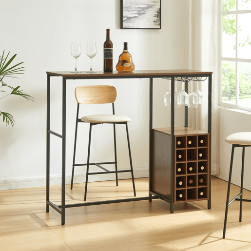 Mesa de bar Trøndelag com suporte para garrafas 120x40x105cm - PretoNozes en.casa