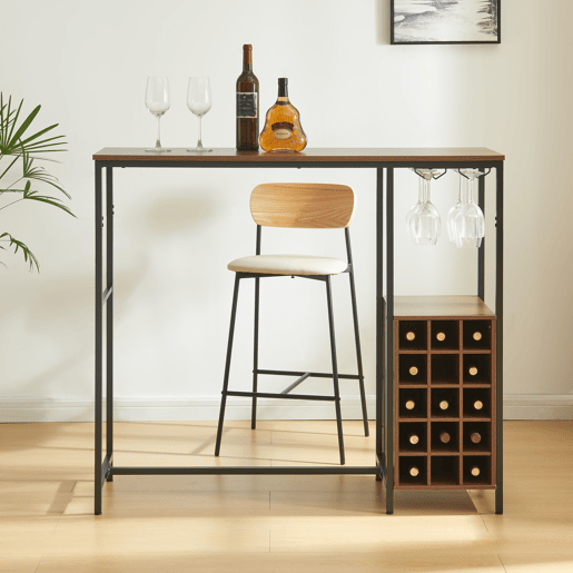 Mesa de bar Trøndelag com suporte para garrafas 120x40x105cm - PretoNozes en.casa
