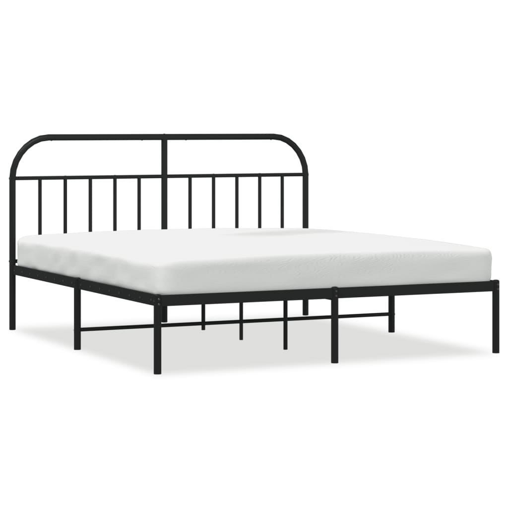 estructura de cama con cabecero metal negro 183x213 cm con cabecero