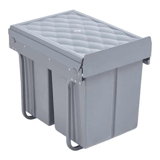 Caixote do lixo extraível Froland capacidade 2 x 10 L + 1 x 20 L plásticoaço 48 x 34 x 42 cm - Cinzento en.casa