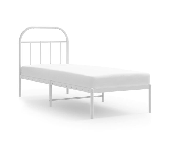 Estructura de cama de metal con cabecero blanco 75x190 cm con cabecero