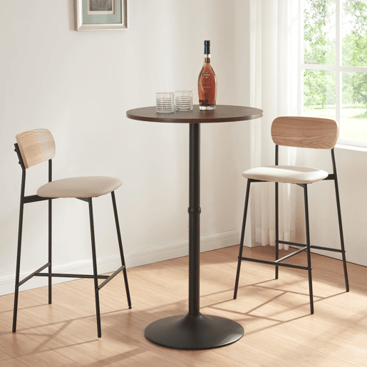 Mesa de bar Vantaa aço MDF 100x60cm - NogueiraPreto en.casa