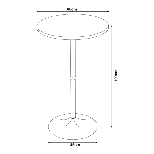 Mesa de bar Vantaa aço MDF 100x60cm - NogueiraPreto en.casa