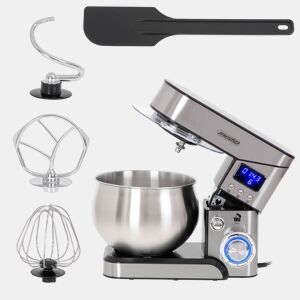 Mesko MS4228 Batedeira Planetaria Profissional, Robô de Cozinha, 5L, 6 Velocidades, Acessórios, Inox, 2000, Prata