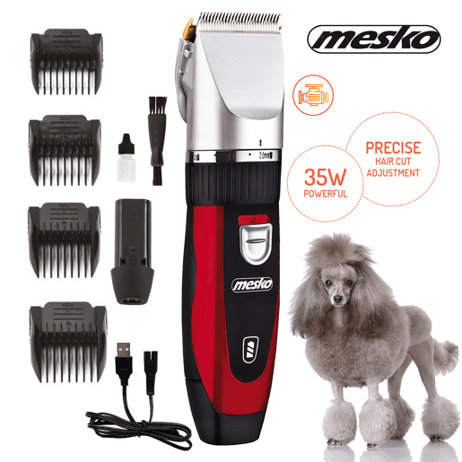 Mesko MS2847 Máquina de Cortar o Pelo de Cães Profissional, Aparador de pêlos sem Fios para Animais de Estimação, 35, Vermelho preto