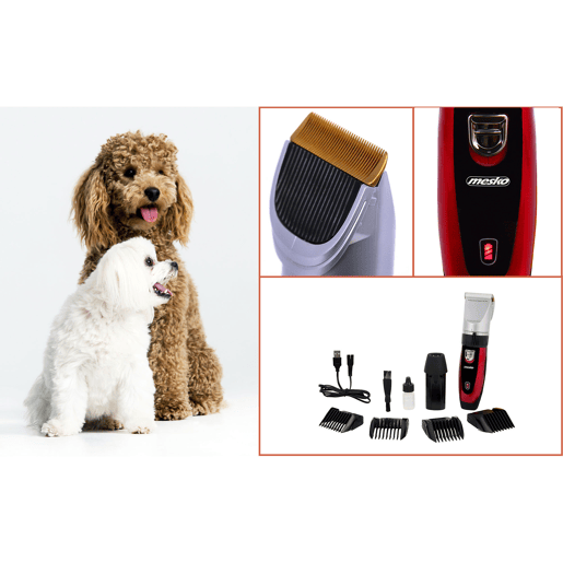 Mesko MS2847 Máquina de Cortar o Pelo de Cães Profissional, Aparador de pêlos sem Fios para Animais de Estimação, 35, Vermelho preto