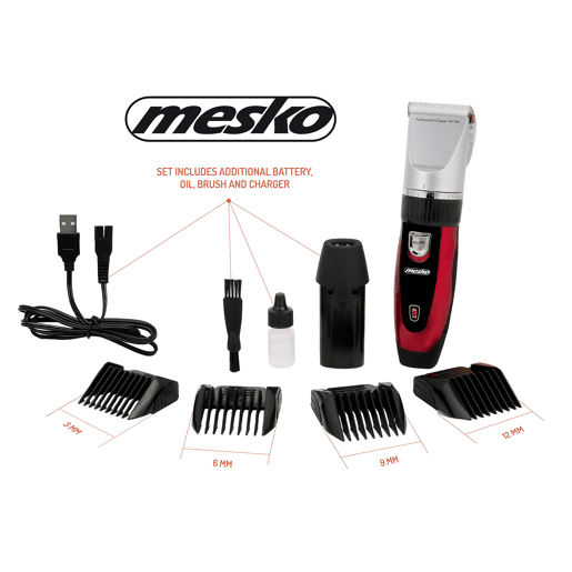 Mesko MS2847 Máquina de Cortar o Pelo de Cães Profissional, Aparador de pêlos sem Fios para Animais de Estimação, 35, Vermelho preto
