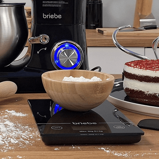Briebe KW1163 Balança de Cozinha Digital, Alta Precisão 1g  0.1oz, Peso até 5kg, Display LCD, Função TARA, , Preto