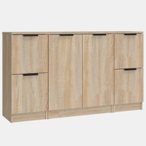vidaXL Aparadores 3 pcs madeira processada cor carvalho sonoma