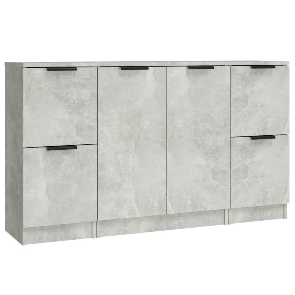 Vidaxl aparadores 3 piezas madera contrachapada gris cemento