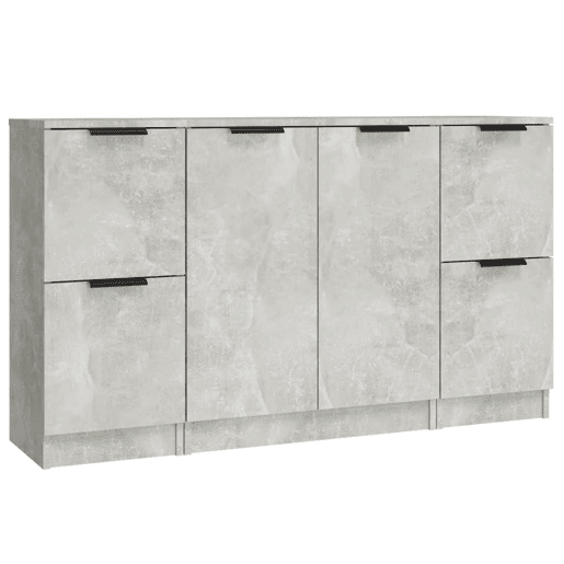 vidaXL Aparadores 3 pcs derivados de madeira cinzento cimento