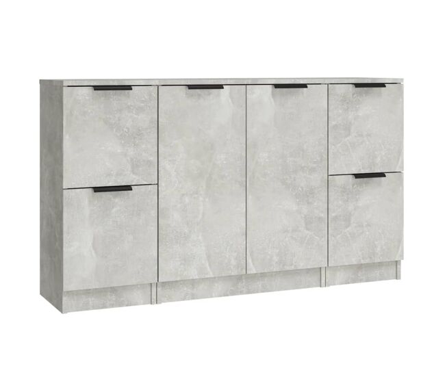 Vidaxl aparadores 3 piezas madera contrachapada gris cemento