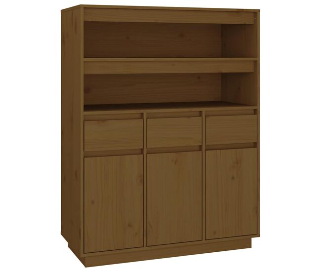 Vidaxl aparador alto madera maciza de pino marrón miel 89x40x116,5 cm