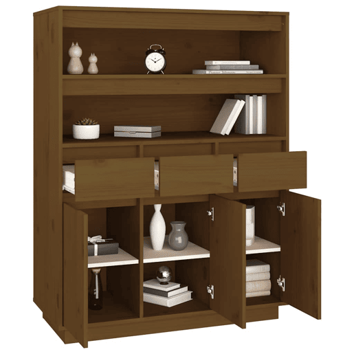 vidaXL Aparador alto 89x40x116,5 cm pinho maciço castanho-mel vidaXL Aparador alto 89x40x116,5 cm pinho maciço castanho-mel