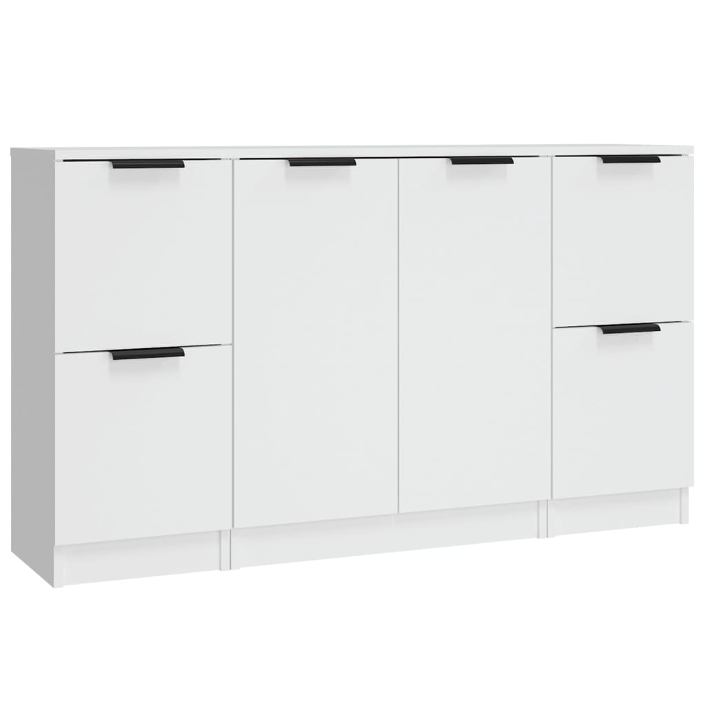 Vidaxl aparadores 3 piezas madera contrachapada blanco