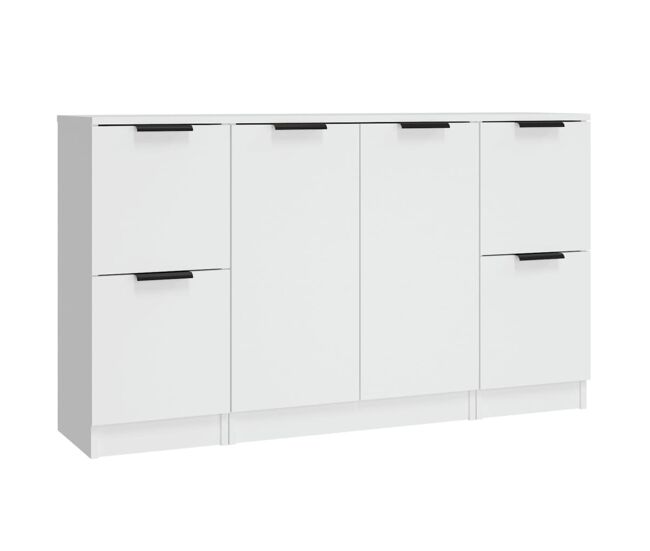 Vidaxl aparadores 3 piezas madera contrachapada blanco