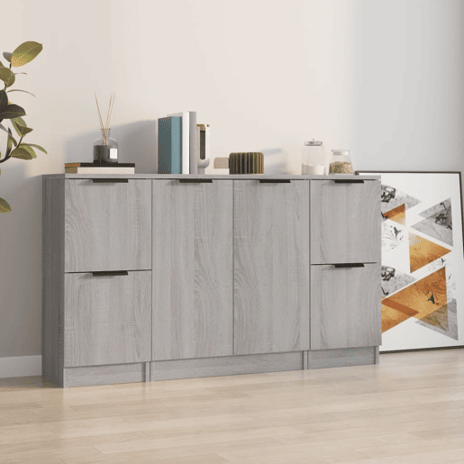 vidaXL Aparadores 3 pcs madeira processada cinzento sonoma