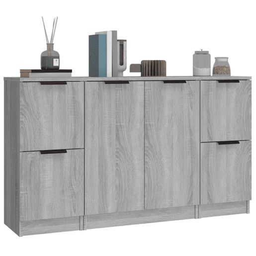 vidaXL Aparadores 3 pcs madeira processada cinzento sonoma