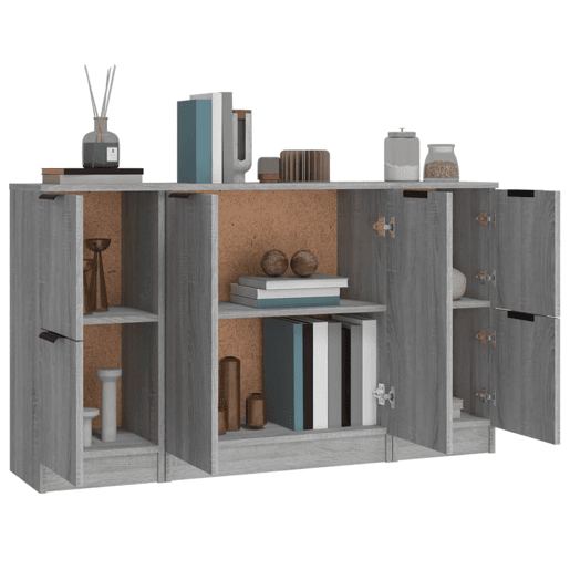 vidaXL Aparadores 3 pcs madeira processada cinzento sonoma