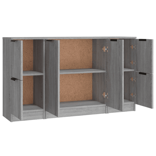 vidaXL Aparadores 3 pcs madeira processada cinzento sonoma