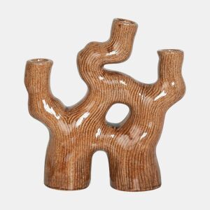 Jarro de flores BARBUS Grés 31 cm Castanho