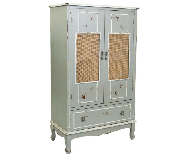 Armario alexandra house living gris ratán madera de abeto madera mdf 42 x 138 x 80 cm