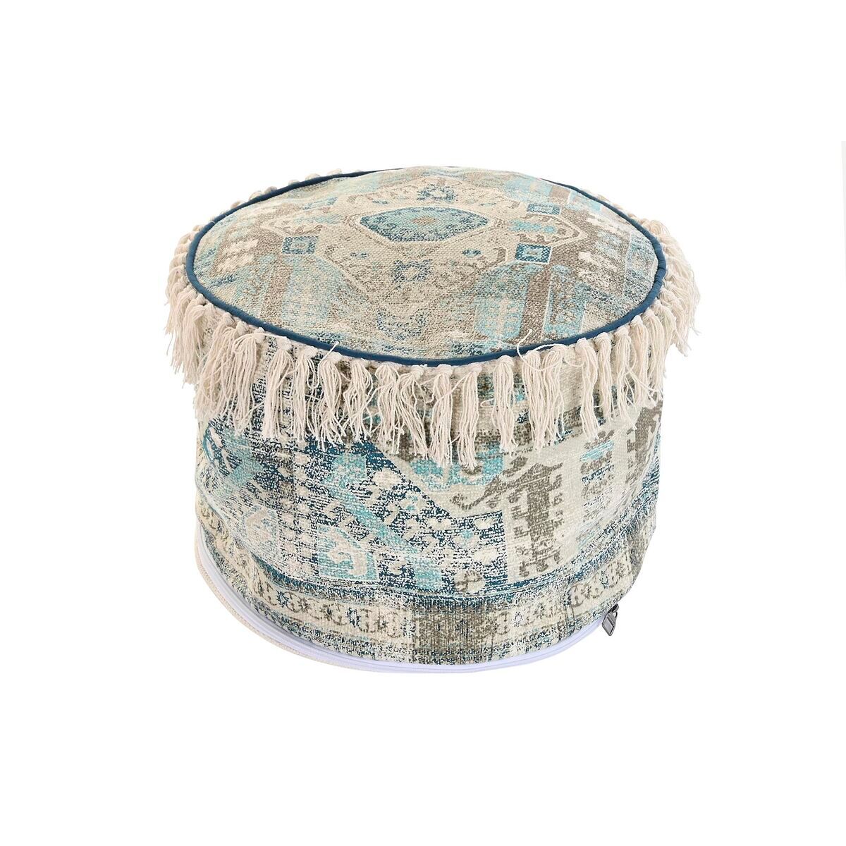 Cojín dkd home decor de suelo beige azul marrón 40 x 40 x 40 cm árabe flecos