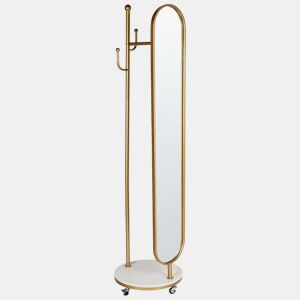 Bengaleiro com espelho LORENA 172 cm Metal Dourado