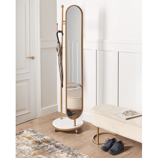 Bengaleiro com espelho LORENA 172 cm Metal Dourado