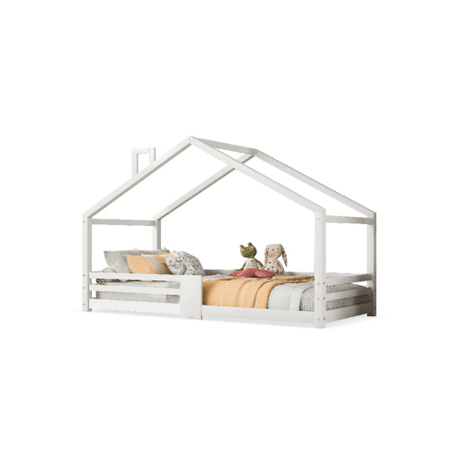 Cama de criança,cama-casa de madeira de pinho 90x200cm,branco