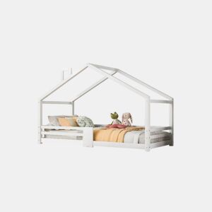 Cama de criança,cama-casa de madeira de pinho 90x200cm,branco