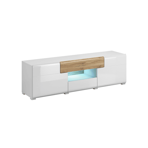 Suporte de TV 2 portas 2 gavetas 159 cm Jules Branco e Madeira