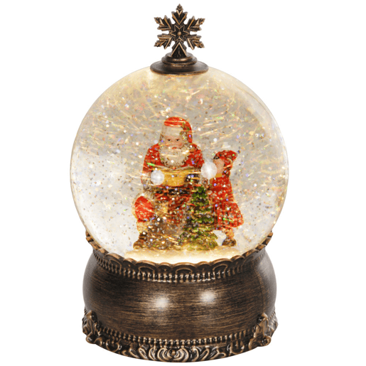 HOMCOM Bola de Neve com Música e Luzes Globo de Neve com Cena de Pai Natal e Criança Decoração de Natal Bronze HOMCOM Bola de Neve com Música e Luzes Globo de Neve com Cena de Pai Natal e Criança Decoração de Natal Bronze