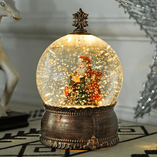 HOMCOM Bola de Neve com Música e Luzes Globo de Neve com Cena de Pai Natal e Criança Decoração de Natal Bronze HOMCOM Bola de Neve com Música e Luzes Globo de Neve com Cena de Pai Natal e Criança Decoração de Natal Bronze