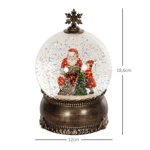 HOMCOM Bola de Neve com Música e Luzes Globo de Neve com Cena de Pai Natal e Criança Decoração de Natal Bronze HOMCOM Bola de Neve com Música e Luzes Globo de Neve com Cena de Pai Natal e Criança Decoração de Natal Bronze