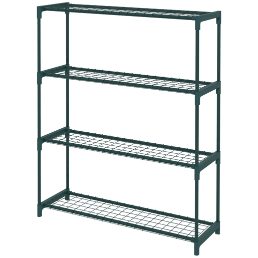 Outsunny Suporte para Plantas Suporte para Vasos de Plantas de 4 Níveis com Estrutura de Aço para Jardim Pátio 89x28x107 cm Verde Escuro