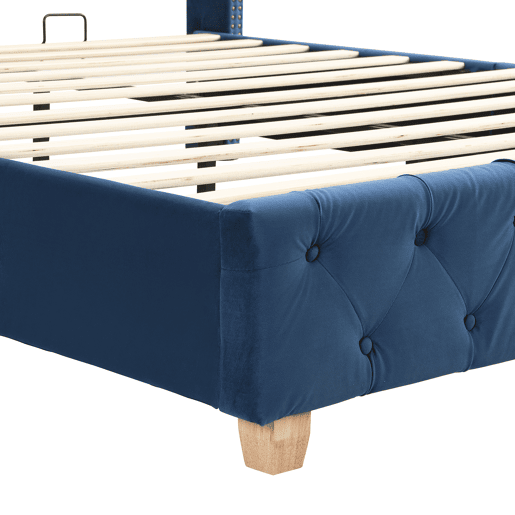 Cama de casal de veludo 160x200cm,azul Cama de casal de veludo 160x200cm,azul