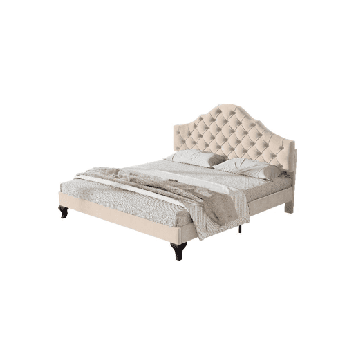 Cama de casal de veludo 140x190cm,branco+bege