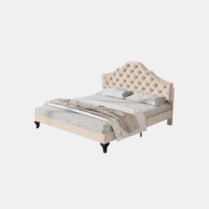 Cama de casal de veludo 140x190cm,branco+bege