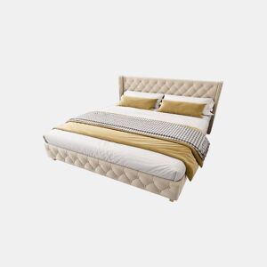 Cama de casal de veludo 180x200cm,bege claro