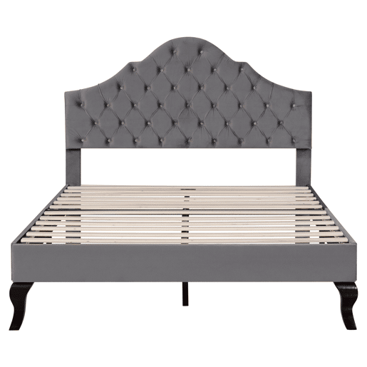 Cama de casal de veludo 140x200cm,cinzento
