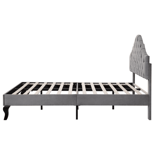 Cama de casal de veludo 140x200cm,cinzento