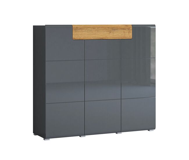 Aparador 3 puertas 1 cajón jules gris y madera