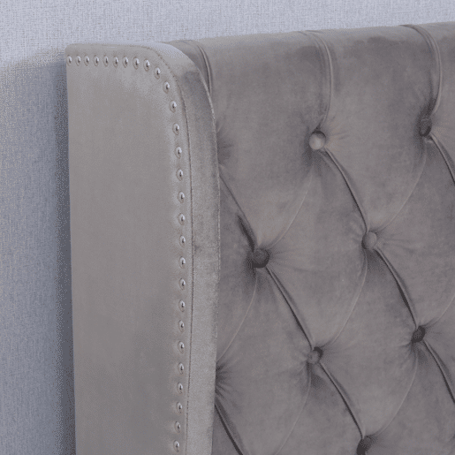 Cama de casal de veludo 140x190cm com armazenamento,cinzento